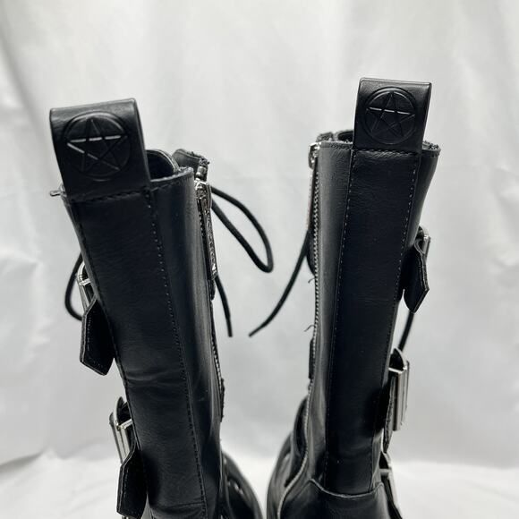 Killstar Vendetta platform boots Size 10 goth punk witchy buckle chunky heel - Picture 8 of 12